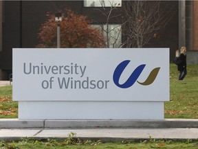 A new sign featuring an updated logo has been installed at the University of Windsor. It is shown Tuesday, Nov. 15, 2011, along University Ave just west of Sunset Ave.