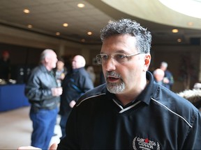 Unifor Local 444 president Dino Chiodo speaks with the media at a meeting of retirees at the Caboto Club on Jan. 13, 2016.