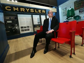 Mayor Drew Dilkens sits in seats that were used in the Olympia and Windsor Arenas at the Chimczuk Museum in Windsor on Thursday, Jan. 14, 2016. The museum will open to the public in the the end of January with a grand opening on February 18th.