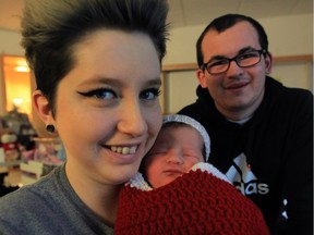 Mary Chantler and Jacob Guthrie hold their daughter Danielle, born at 12:45 a.m. on Jan. 1, 2016 at Windsor Regional Hospital Met campus, becoming Windsor's first baby of 2016.