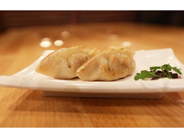 The portions such as these dumplings are small in the all-you-can-taste, iPad ordering system.