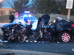 Scene of a serious motor vehicle accident involving two vans, a pickup truck and crossover SUV on County Road 42 near the 7th Concession in Windsor, Ontario.