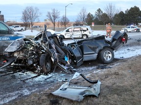 Scene of a serious motor vehicle accident involving two vans, a pickup truck and crossover SUV on County Road 42 near the 7th Concession in Windsor, Ontario.