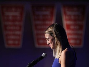 Former Lancer Melissa Bishop speaks during a party for University of Windsor Lancers coach Dennis Fairall at Caesars Windsor in Windsor on Thursday, February 25, 2016.