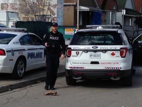 Windsor police on the scene of an incident involving a stolen vehicle in the 800 block of Wyandotte Street East on February 3, 2016. (Nick Brancaccio/Windsor Star)