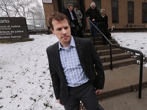 Kristopher Hillis, 40, leaves the Superior Court in Windsor, ON. on Tuesday, February 9, 2016, after being found not guilty in the second degree murder of 52 year old John Jubenville. (DAN JANISSE/The Windsor Star)