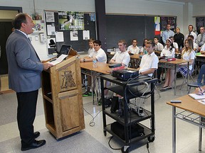 Windsor-Essex Catholic District School Board director Paul Picard speaks at a media conference on Wednesday, Sept. 23, 2015, at the Assumption High School regarding literacy test results. (DAN JANISSE/The Windsor Star)