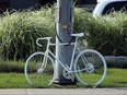 A ghost bike is seen at the corner of Parent Avenue and Tecumseh Road where Steven Lamos, 59, was struck on June 17, 2015. Lamos died five days later in hospital.