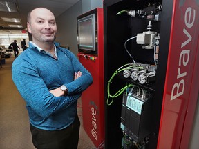 Brent McPhail, president of Brave Control Solutions, is shown at the Windsor, Ont. business on Friday, Feb. 26, 2016. He is frustrated that Windsor was left out of the innovation corridor in the Ontario budget.