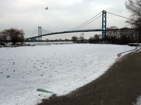 The Ambassador Bridge is seen in Windsor on Tuesday, Feb. 16, 2016.