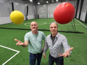 The first annual ASSIST Dodgeball Tournament will be held Feb. 28, 2016, at Central Park Athletics in Windsor, Ont. Organizers Jeff Laframboise (L) and Tony Pella are shown at the facility on Monday, Feb. 22, 2016. The ASSIST organization helps pay for kids in vulnerable situation to participate in local organized sporting leagues.