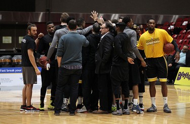 The London Lightning prepare to take on the Windsor Express at Caesars Windsor on Wednesday, Feb. 3, 2016.