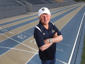Dennis Fairall, head coach of the University of Windsor track and field team, is shown at the Alumni Stadium in this 2015 file photo.