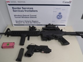 These guns were seized at the Windsor-Detroit Tunnel. (Handout/CBSA)