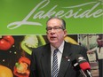 Jeff Leal, Ontario Minister of Agriculture, Food and Rural Affairs, speaks on Tuesday, Feb. 2, 2106, at Lakeside Produce in Leamington, where he announced a $1-million investment in the company. It will create more than 200 jobs.