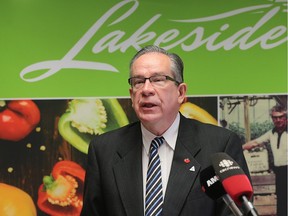 Jeff Leal, Ontario Minister of Agriculture, Food and Rural Affairs, speaks on Tuesday, Feb. 2, 2106, at Lakeside Produce in Leamington, where he announced a $1-million investment in the company. It will create more than 200 jobs.