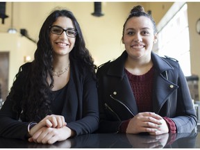 Lysandra Naom, 17, a Grade 12 student from Holy Names High School, and Melanie Asselin, 17, a Grade 12 student from Cardinal Carter High School, are pictured at Monty Cafe, Sunday, February 14 , 2016.  The two were awarded the Horatio Alger scholarship.