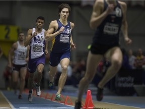 Windsor's Corey Bellemore competes in the men's 600 metre run at the OUA Track and Field Championships at the Dennis Fairall Fieldhouse, Saturday, Feb. 27, 2016.