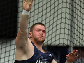 Brett Boersma from the University of Windsor competes at a Can-Am Track and Field Meet at the St. Denis Centre in Windsor on Friday, January 10, 2013.