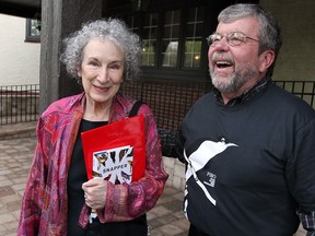Canadian literary legend Margaret Atwood and local writer and journalist Paul Vasey are pictured at Beach Grove Golf and Country Club in this 2013 file photo.