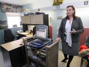 Janice Dawson, director critical care and cardiology at the Windsor Regional Hospital's Ouellette campus is shown in an area of the facility that may soon be a cardiac surgery clinic. (DAN JANISSE / Windsor Star)