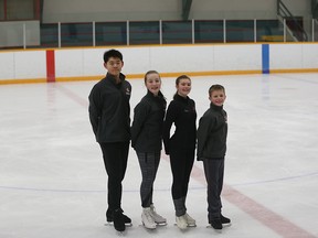 From left, South Windsor Skating Club figure skaters Michael Huang , Rachel Chevalier, Hailey McKay and Jake Ellis for story on recent wins. (JASON KRYK/WINDSOR STAR)