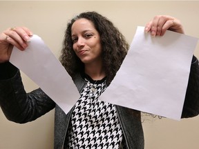 Dawn Gray, 31, commented on the A4 waist challenge on Tuesday, March 29, 2016, in Windsor. The social media trend encourages women to compare the size of their waists to the width of a standard A4 sheet of paper.