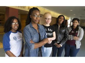 From left, organizers for the African Caribbean Excellence Awards Gala, Elshaddai Afework, Joana Stewart, Tolu Olueye, Brenell Dean, and Lowrie Constantine, are pictured at the CAW Student Centre where they are preparing for the awards gala, Satrurday, March 12, 2016.