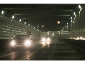 Traffic flows though the Windsor/Detroit tunnel Dec. 3, 2013, in Detroit.