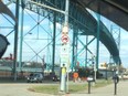 A road closure underneath the Ambassador Bridge in Windsor's west end on March 17, 2016.