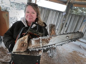 Years ago, Heather Mallaby didn't want anything to do with chainsaws. Now she uses one to create art from wooden logs.