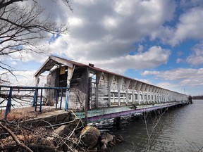 The old Boblo Island Ferry dock in Amherstburg, Ont. is shown on Monday, March 21, 2016. The town wants it improved or removed by the federal government. It is owned by the Department of Fisheries and Oceans.