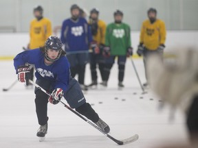 Evan Ferguson of the Windsor AAA Minor Midget team practices at Central Park Athletics, Sunday, March 13, 2016.