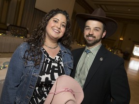 Mercedes Lavoy, left, and Patrick Thompson attend the 11th Annual Jewels and Jeans Gala and Silent Auction at the Ciociaro Club, Saturday, March 5, 2016.  The event raises money for the Windsor-Essex Therapeutic Riding Association.