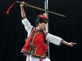 The Celebration of Nations festival was held on Thursday, March 3, 2016, at the University of Windsor. The event celebrates the rich cultural diversity at the campus community and Windsor-Essex County. Christine Tsou performs a Chinese cultural dance during the event.