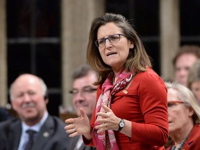 International Trade Minister Chrystia Freeland responds to a question during question period in the House of Commons on Parliament Hill in Ottawa on Tuesday, March 22, 2016.