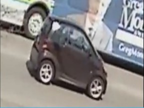 Windsor police are looking for the driver of a burgundy Smart car who stopped to attend to a woman found unconcious in the area of Wellington Avenue and Wyandotte Street on Tuesday, March 22, 2016.