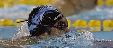 Luke Meloche competes in the OFSAA Swimming finals at Windsor International Aquatic and Training Centre in Windsor on Wednesday, March 9, 2016.