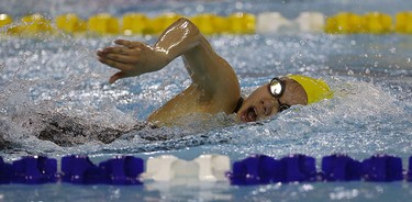 Anna Lok competes in the OFSAA Swimming finals at Windsor International Aquatic and Training Centre in Windsor on Wednesday, March 9, 2016.