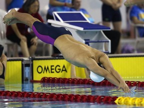 Eun Soo Ha competes in the OFSAA Swimming finals at Windsor International Aquatic and Training Centre in Windsor on Wednesday, March 9, 2016.