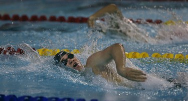 Jax Chan competes in the OFSAA Swimming finals at Windsor International Aquatic and Training Centre in Windsor on Wednesday, March 9, 2016.