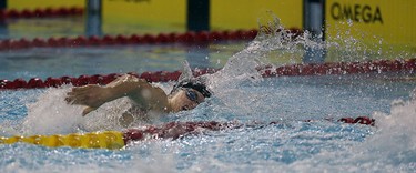 Aaron Norg competes in the OFSAA Swimming finals at Windsor International Aquatic and Training Centre in Windsor on Wednesday, March 9, 2016.