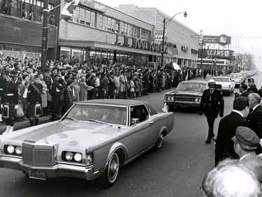 Some 1,000 persons attended the public ceremonies of the international premiere of The Devil's Brigade in Windsor on May 14, 1968. Ouellette Avenue was jam-packed as the film's stars arrived at the red carpet premier.