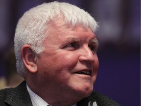 Dennis Fairall listens to speeches in his honour during a party for University of Windsor Lancers coach at Caesars Windsor in Windsor on Thursday, Feb. 25, 2016.