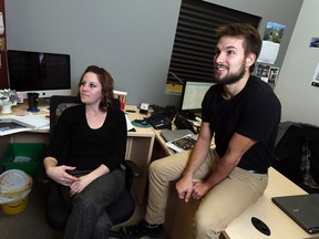 Jennifer Levitt and Michael Hoppe are photographed inside their office in the Downtown Windsor Business Accelerator in Windsor on Wednesday, March 2, 2016. The two are working together on architecture projects after graduating from the St. Clair College architecture program.