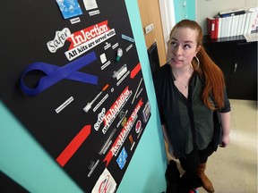 Kim Levergood from the AIDS Committee of Windsor kicks off a satellite needle exchange program at the Well Come Centre in Windsor on March 8, 2016.