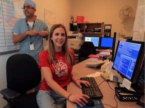 Kaitlyn Sheehan, clinical practice manager at Cardiac Cath Lab, works at her computer at Windsor Regional Hospital's Ouellette Campus on March 18, 2016.