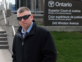 Former harness racing driver and trainer Derek Riesberry leaves Superior Court of Justice after being sentenced to fines totalling $3,750 Thursday April  8, 2016.