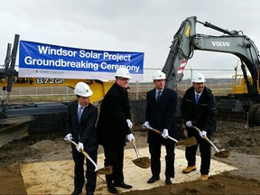 Windsor Mayor Drew Dilkens poses for a photo at the groundbreaking for the Samsung solar-farm on Thursday, April 7, 2016.