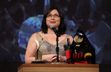 Shelley Fellows accepts the Athena Award during the 2016 BEA awards at Caesars Windsor in Windsor on Tuesday, April 20, 2016.